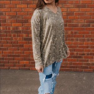 Sew In Love Olive Floral Top